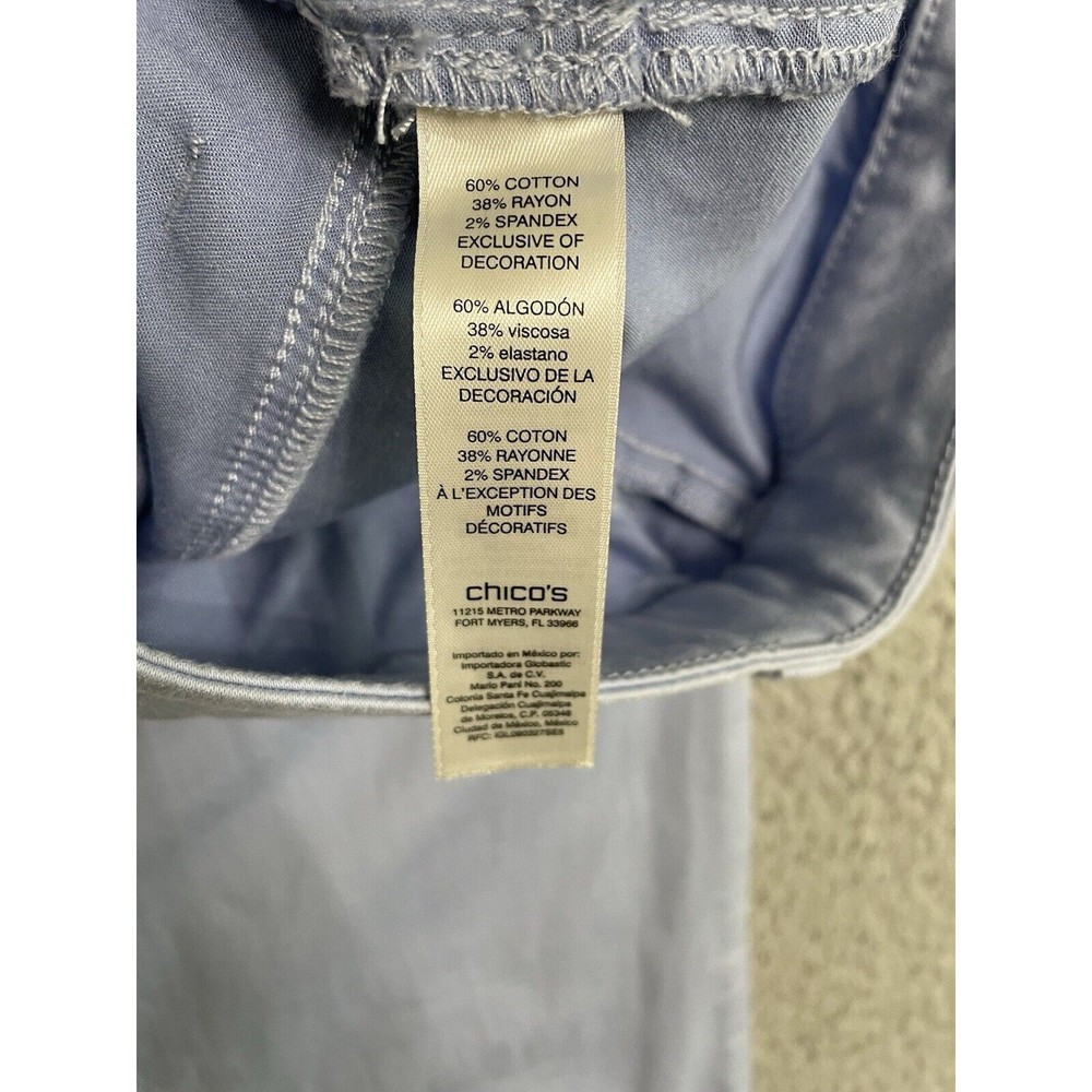 Chicos Stretch Pants Baby Blue Womens 12 (2) Straight Leg Mid Rise - Picture 3 of 7